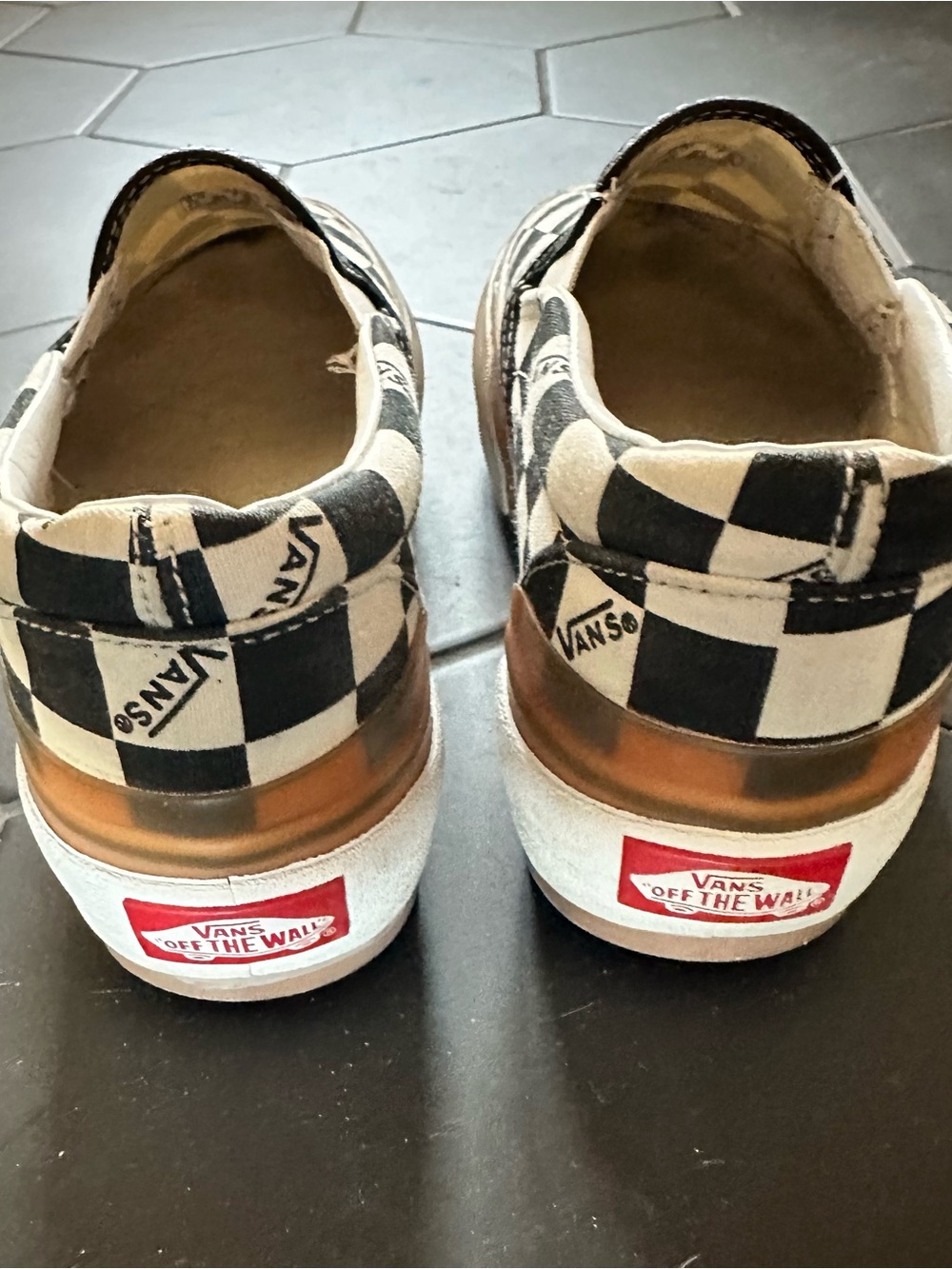 Vans Checkerboard Slip-On Sneakers Black and Cream - Picture 2 of 6